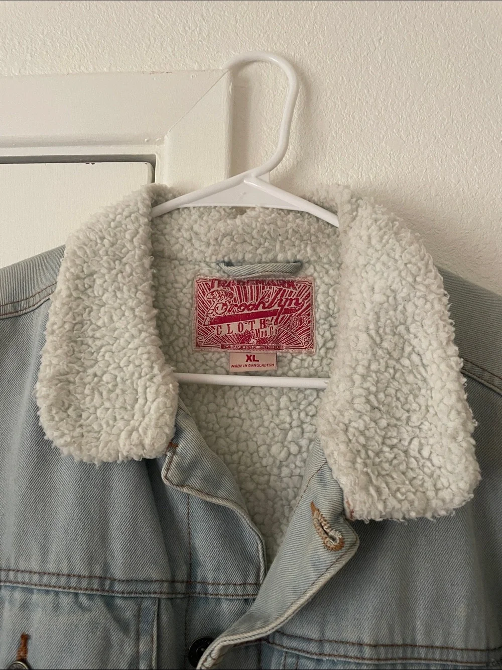 Light Blue Sherpa Collar Denim Jacket for Men